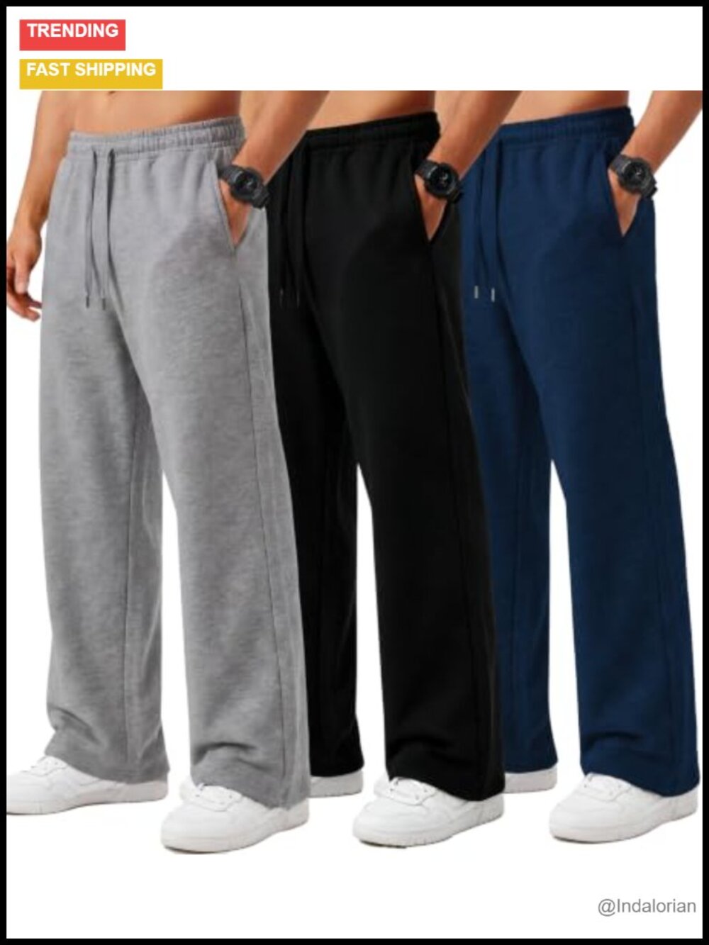 Men's Heavyweight Fleece Lined Sweatpants 3 Pack Open Bottom